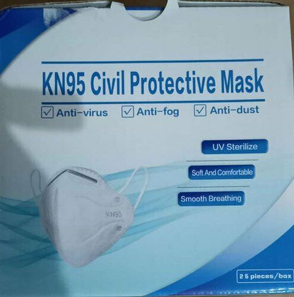 25 Pack FFP2 Equivalent Civil Protective Mask Anti-Virus Anti-Fog Anti-Dust