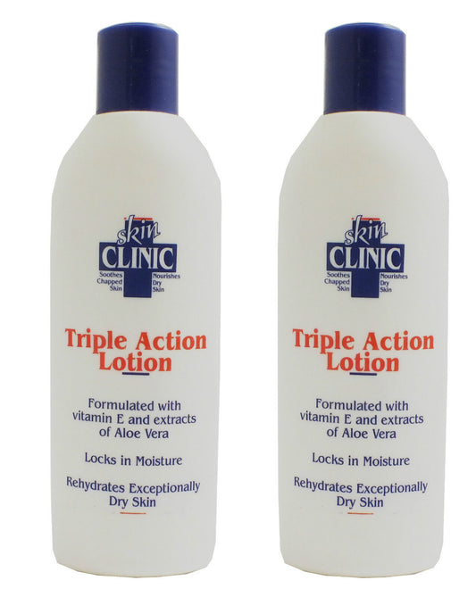 2x Skin Clinic Triple Action Lotion Extracts of Aloe Vera 200ml