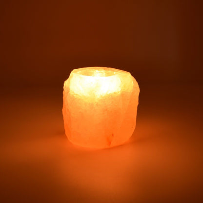 Natural Pink Himalayan Rock Salt Tea light Candle Holder with 100 tea lights