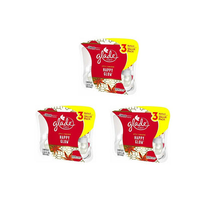 3x GLADE Essential Scented Oil Plug In Refills APPLE CINNAMON HAPPY GLOW PACK
