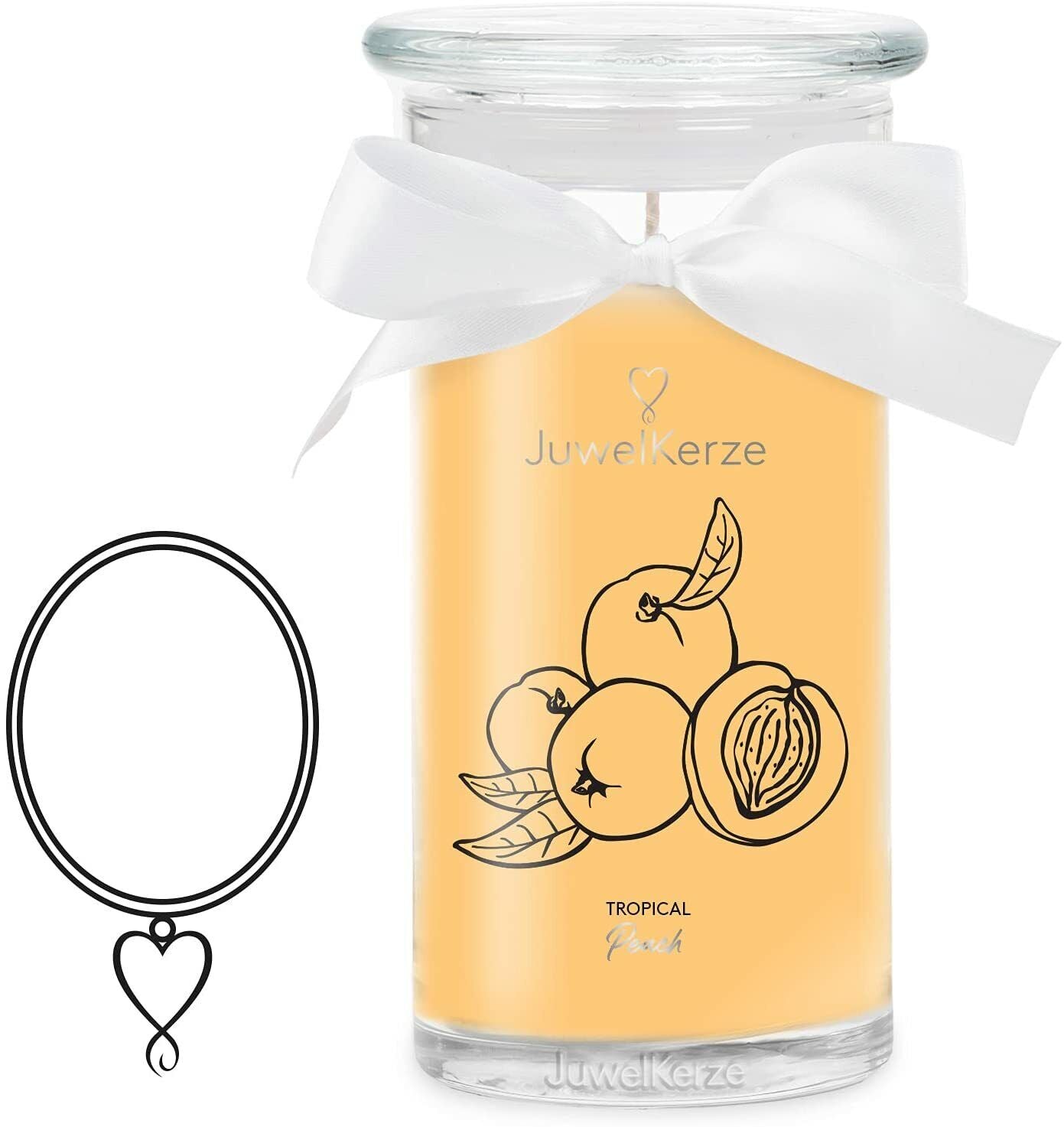 Jewelcandle Tropical Peach Scented Candle Jar Stainless Sliver Pendant Jewelry