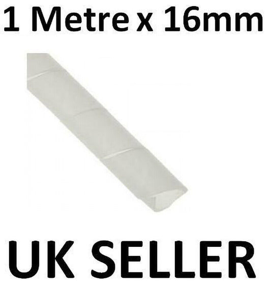 SPIRAL BINDING CLEAR WHITE CABLE TIDY WRAP 16MM X 1M