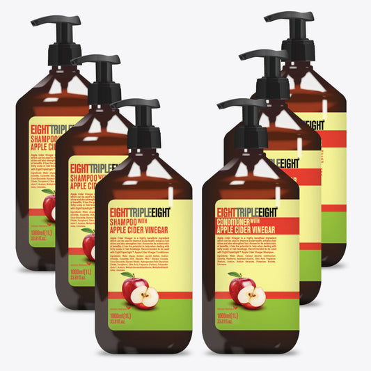 Eight Triple Eight 3X Shampoo & Conditioner 1Litre Apple Cider Vinegar With Pump