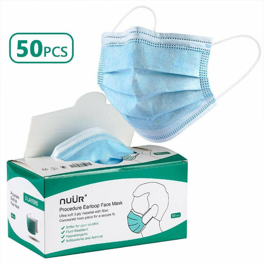 50 pack Nuur Procedure Earloop Surgical Facemask