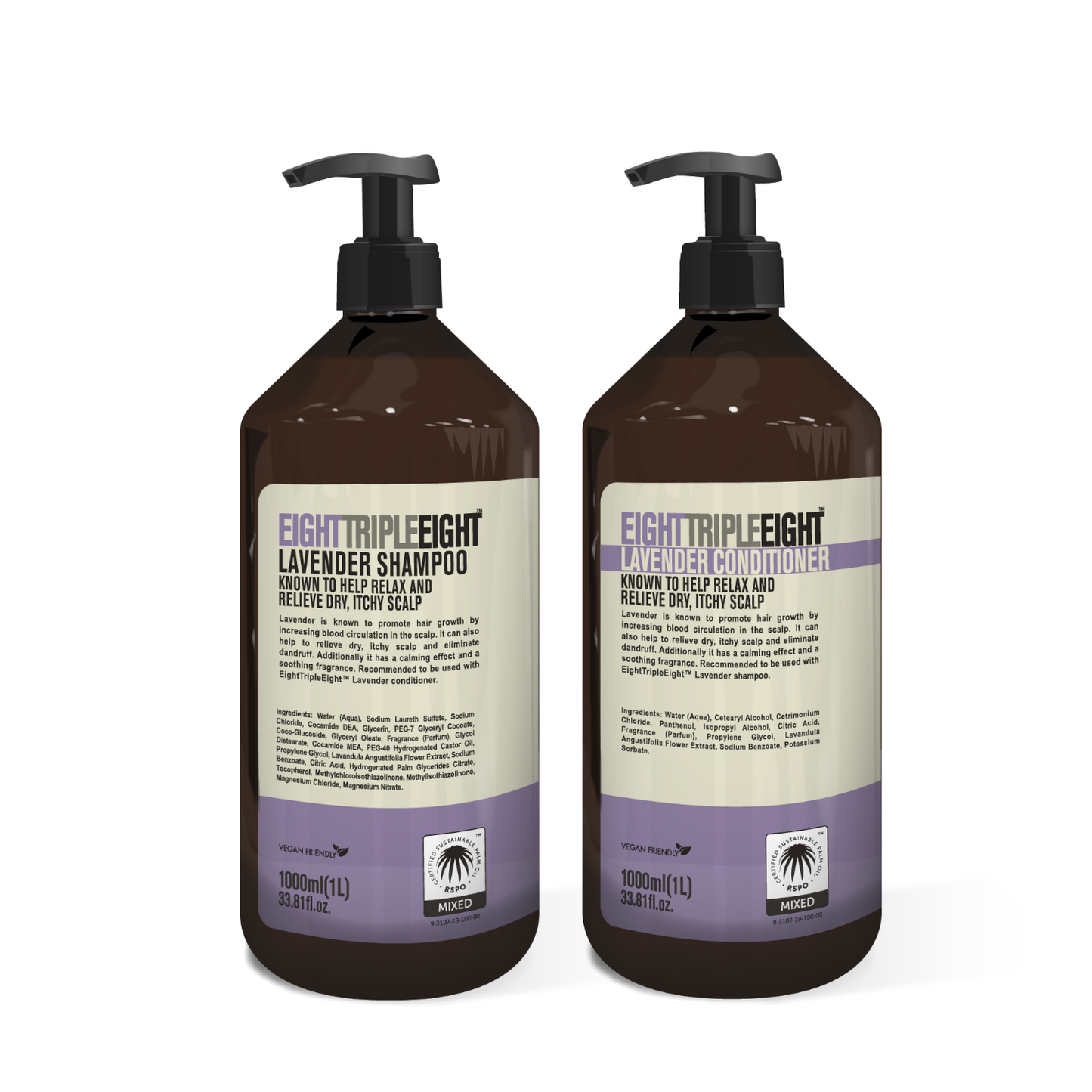 EightTripleEight For Dry, Itchy Scalp Lavender - 1L Shampoo & 1L Conditioner
