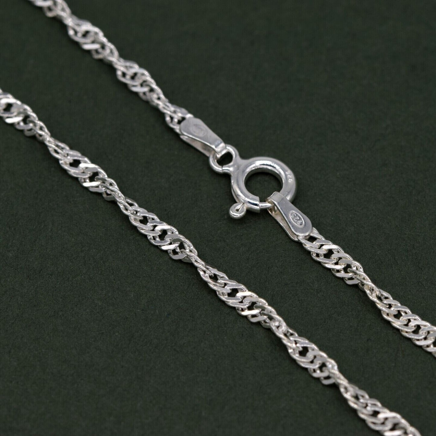 Genuine 925 Sterling Silver 10" Singapore Chain Anklet W/ Floating Heart Pendant