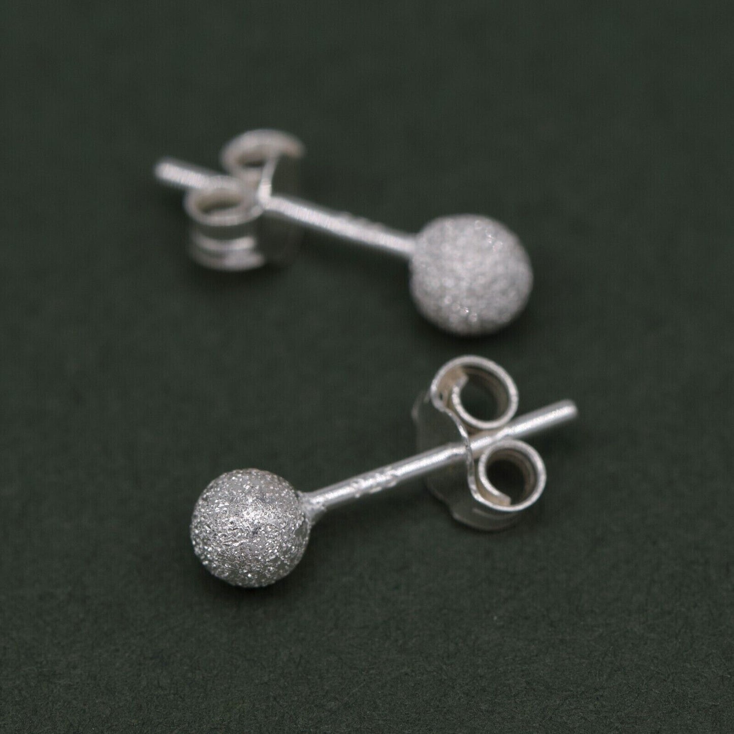 Genuine 925 Sterling Silver 4mm Frosted Ball Studs/Earrings