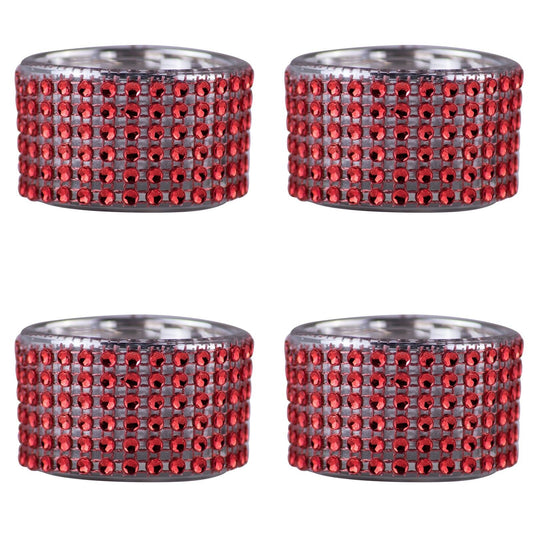 Pack of 4 - Decorative Red Diamante Jewelled Tea light Candle Holders
