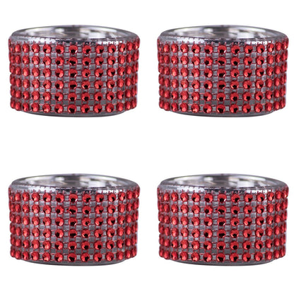 Pack of 4 - Decorative Red Diamante Jewelled Tea light Candle Holders
