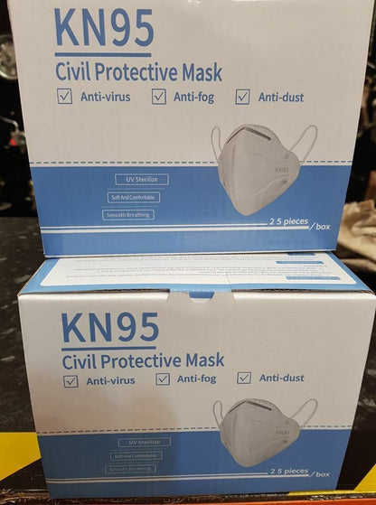 25 Pack FFP2 Equivalent Civil Protective Mask Anti-Virus Anti-Fog Anti-Dust