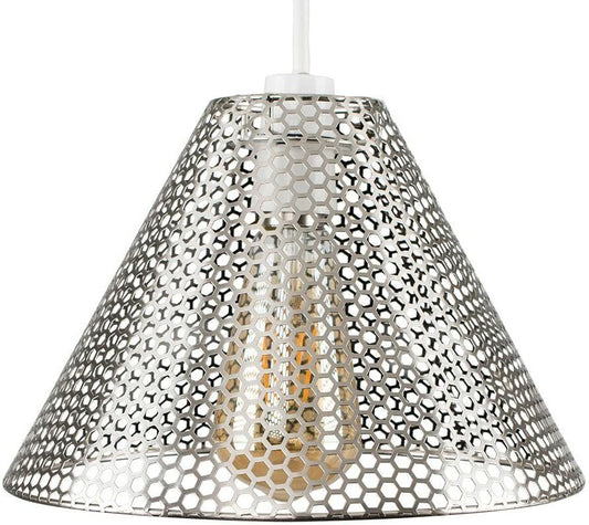 Retro Chrome Hexagon Mesh Design Ceiling Pendant Light Shade