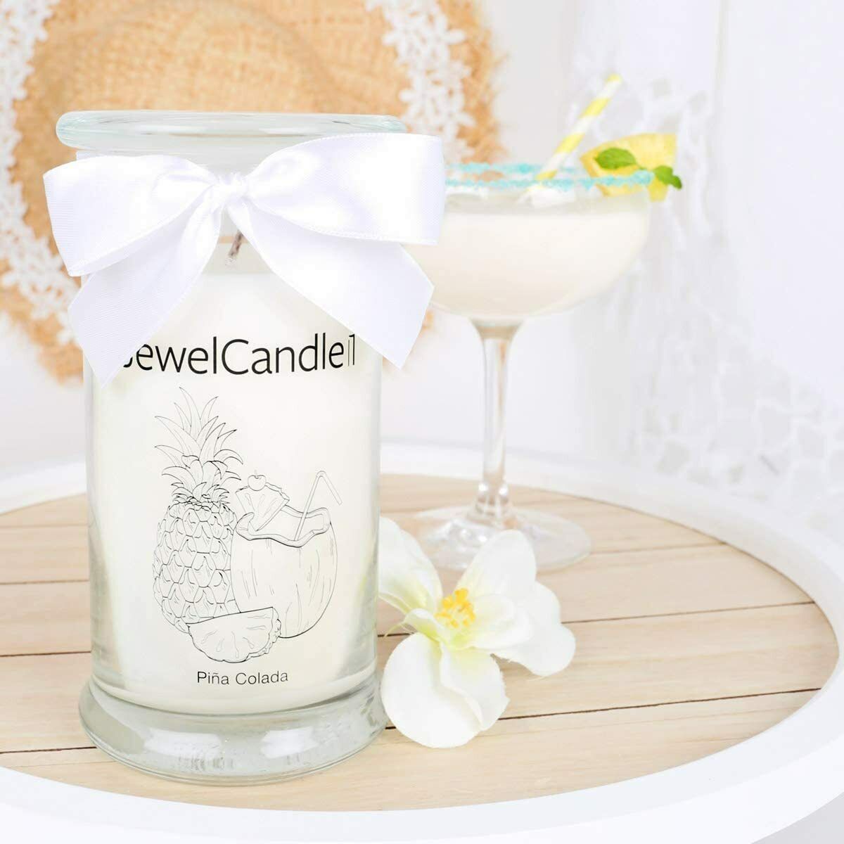 Jewel Candle Pina Colada Big Glass Scented Glass Jar Ring Small Gift For Womens