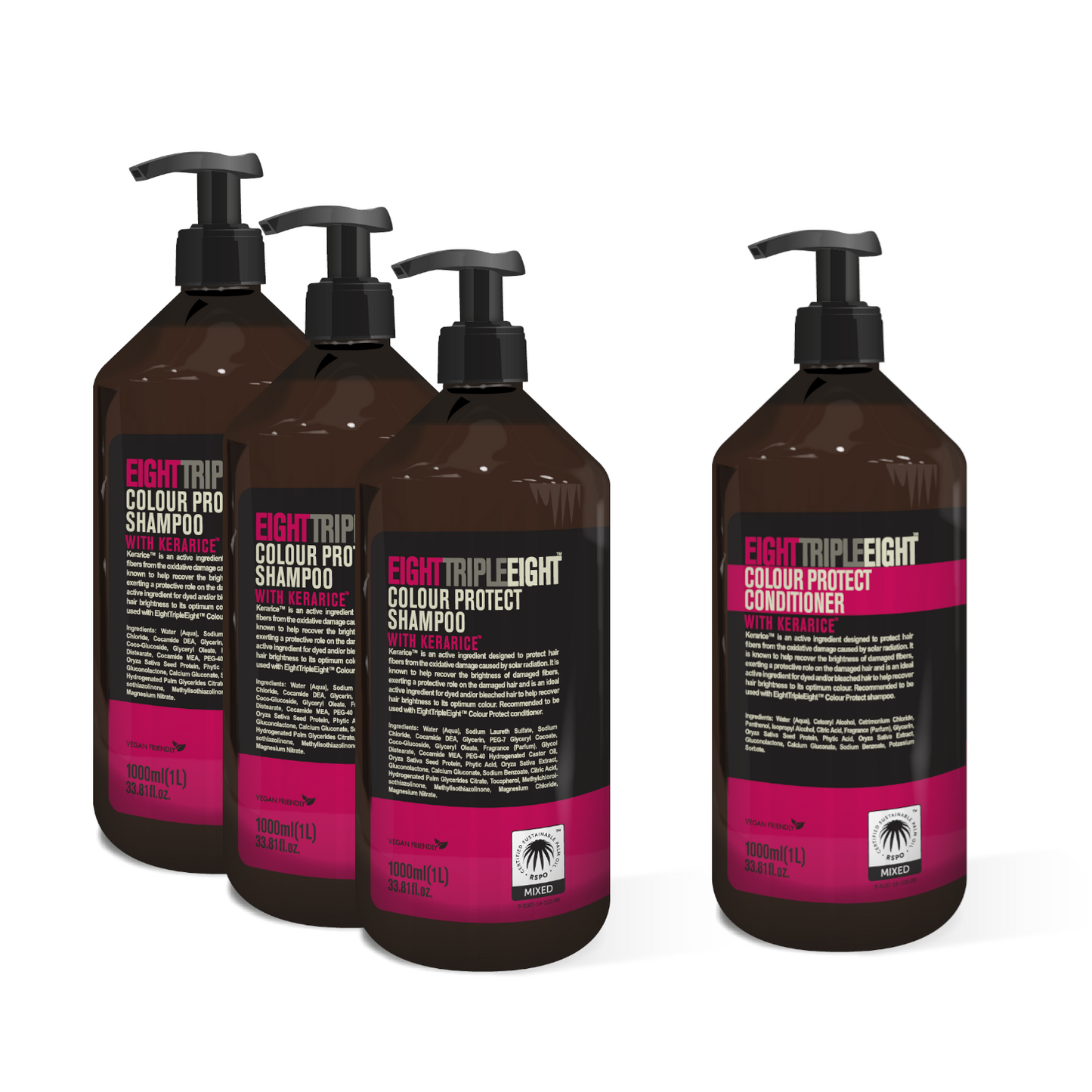 EightTripleEight Colour Protect With Kerarice Set 3x Shampoo & 1x Conditioner 1L
