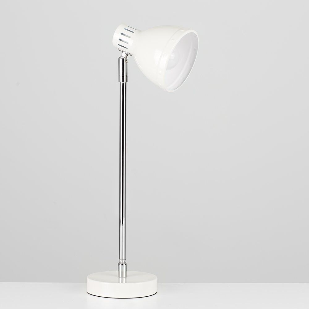 Retro Style Silver Chrome Gloss Cream Metal Domed Head Adjustable Desk Lamp