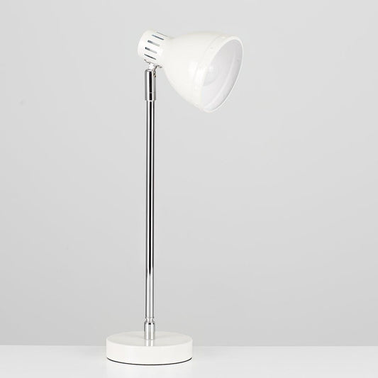 Retro Style Silver Chrome Gloss Cream Metal Domed Head Adjustable Desk Lamp