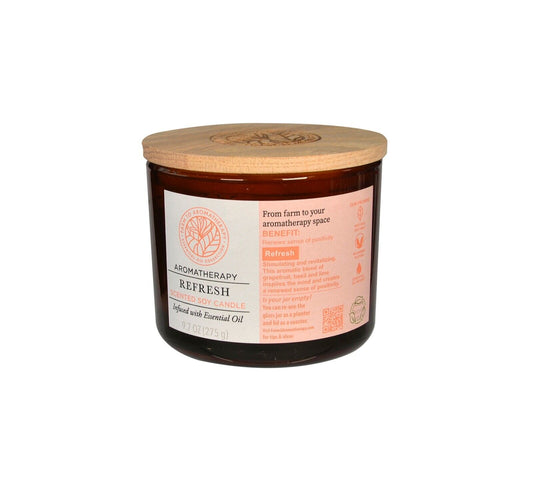 Aromatherapy Refresh Scented Soy Candle Infused with Essential Oils (275g)