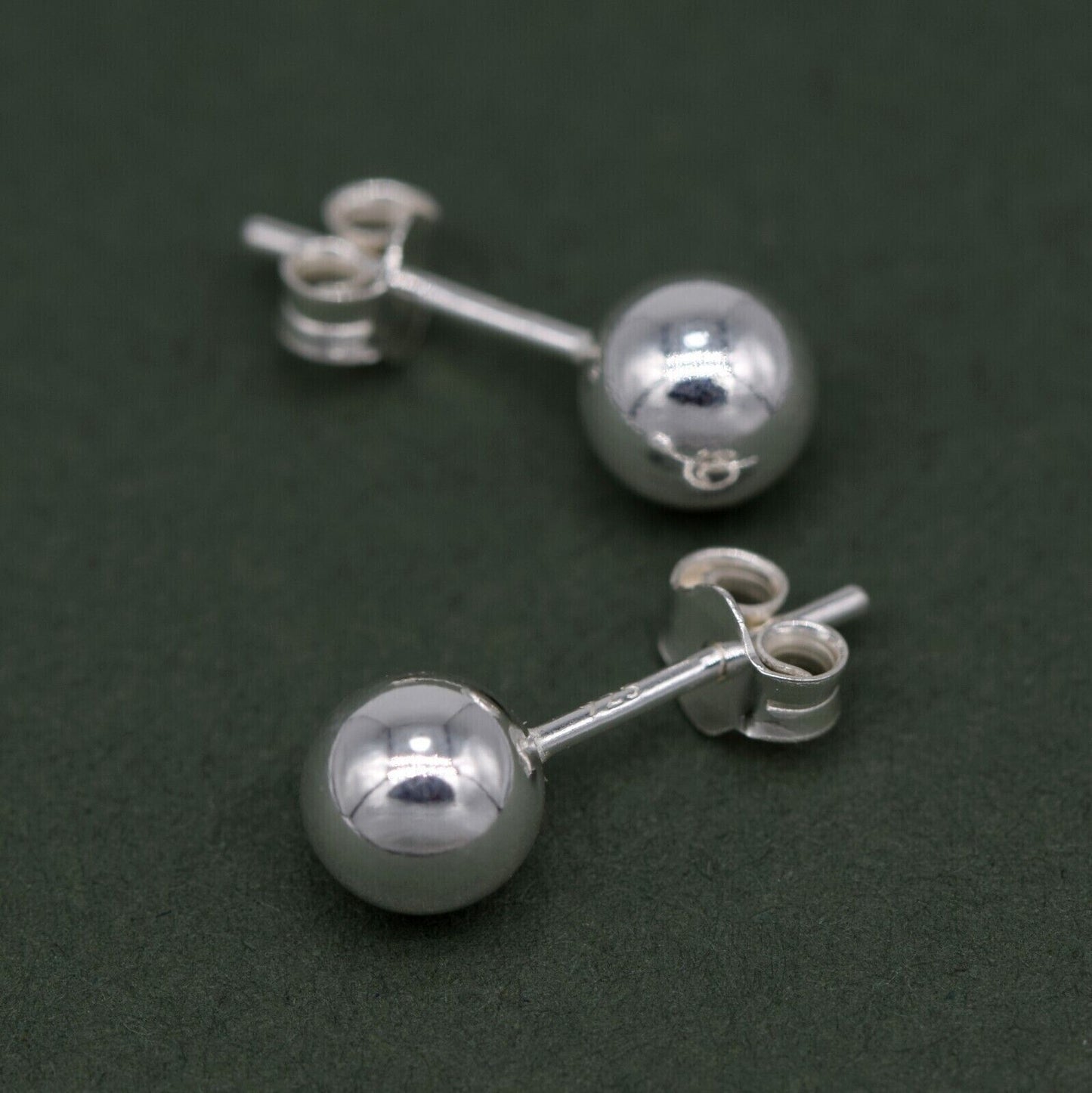 Genuine 925 Sterling Silver 6mm Plain Polished Ball Studs/Earrings