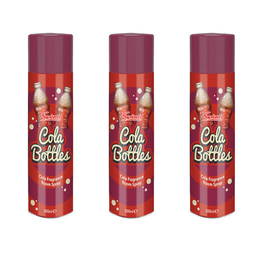 3 X Swizzels Cola Bottles Scented Air Freshener Room Spray 300ml