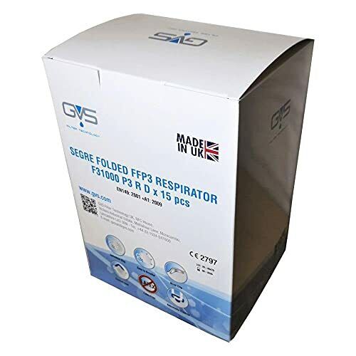 15 X GVS F31000 Segre Folded FFP3 Mouth Mask Reusable Face Mask