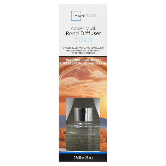 Mainstays Rattan Reed Diffuser Essential Oils Amber Musk 25ml