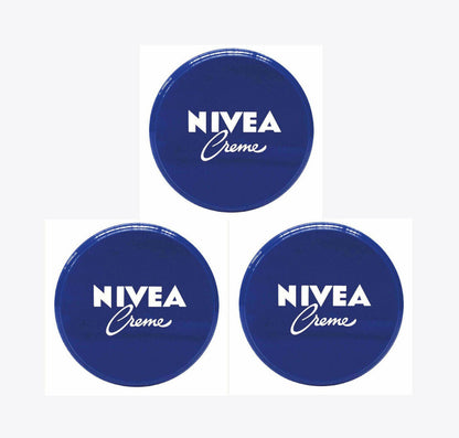3x Nivea Cream Moisturising Cream For Face, Body And Hands 50ml Travel Size