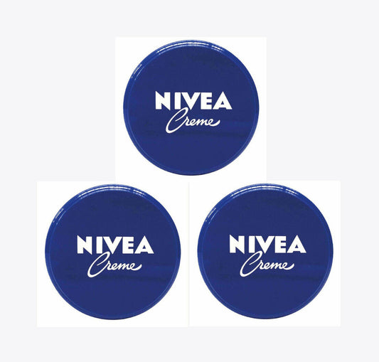 3x Nivea Cream Moisturising Cream For Face, Body And Hands 50ml Travel Size