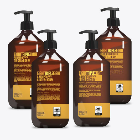 2x Eight Triple Eight Shampoo & Conditioner 1000 ML Ginger + Honey Hair Repairs