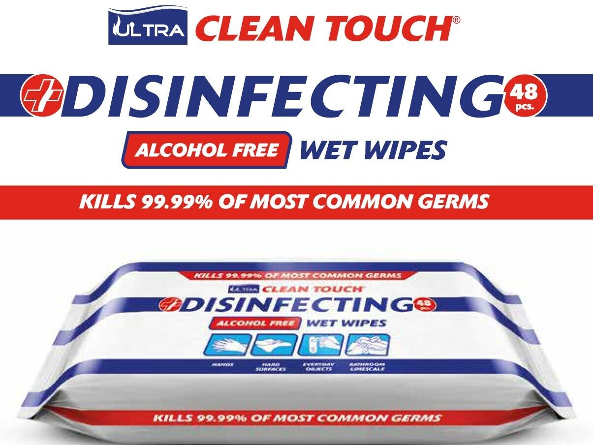 2 x PACKS ULTRA ANTIBACTERIAL WET WIPES KILLS 99.9% OF GERMS(48 SHEETS PER PACK)