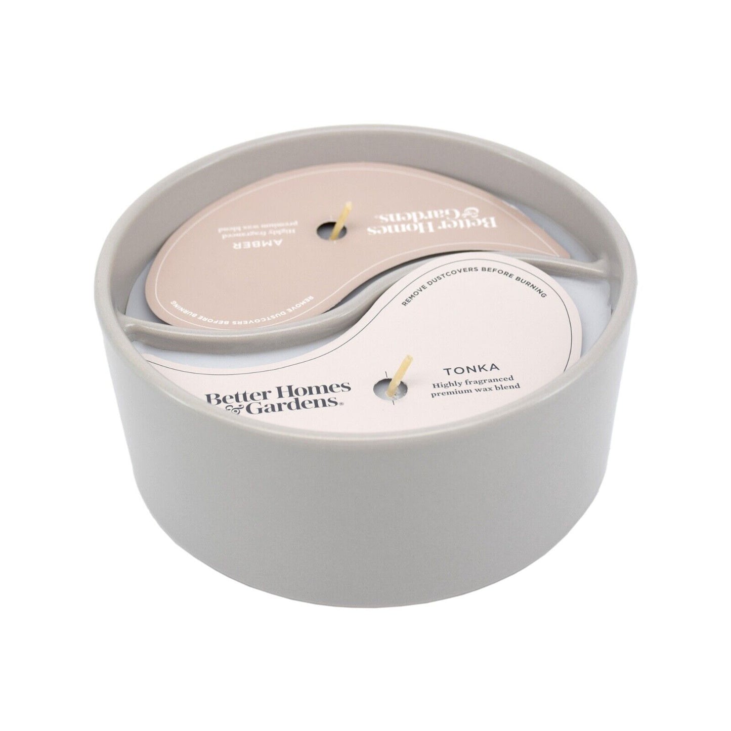 Better Homes & Garden Amber & Tonka Double Wicked 2in1 Ceramic Candle Jar 453g