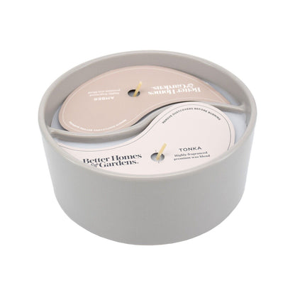 Better Homes & Garden Amber & Tonka Double Wicked 2in1 Ceramic Candle Jar 453g