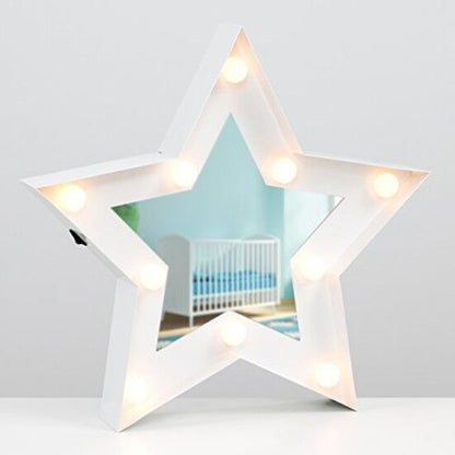 Modern Decorative LED Battery Operated Illuminated Star Design Mirror Light