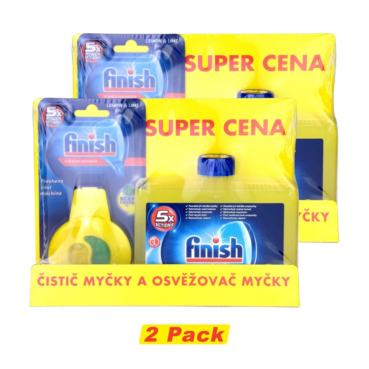Finish Dishwasher Freshener & Cleaner Multi-Pack Lemon 2x Cleaner 2x Freshener