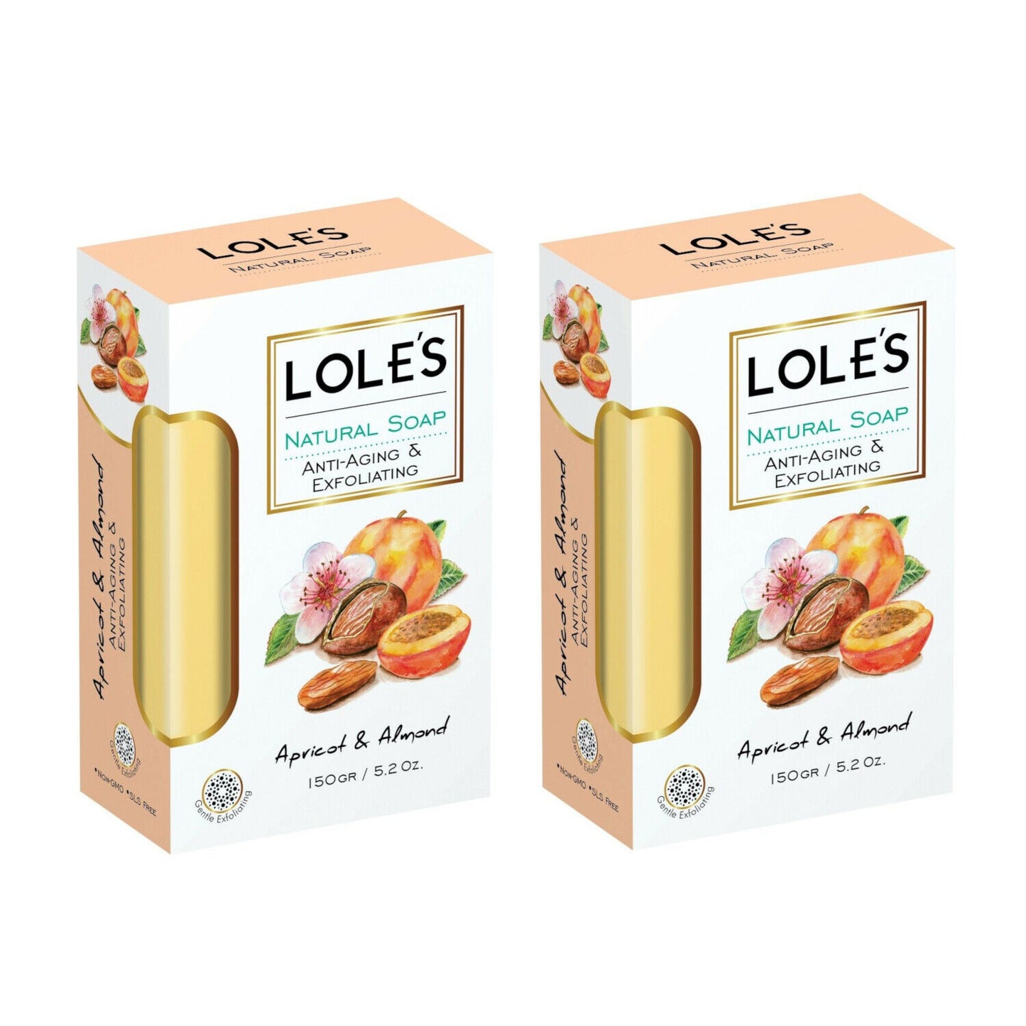 Loles Natural Luxury Soap Bars Apricot & Almond - Reviving 2x150g