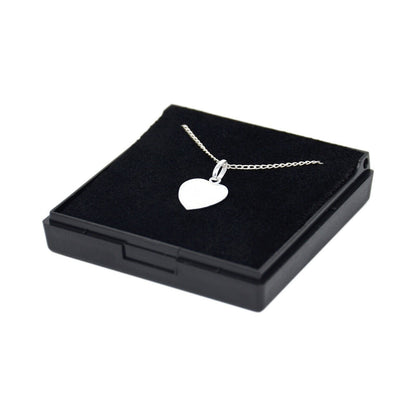 Genuine 925 Sterling Silver Flat Heart Pendant Necklace In Gift Box