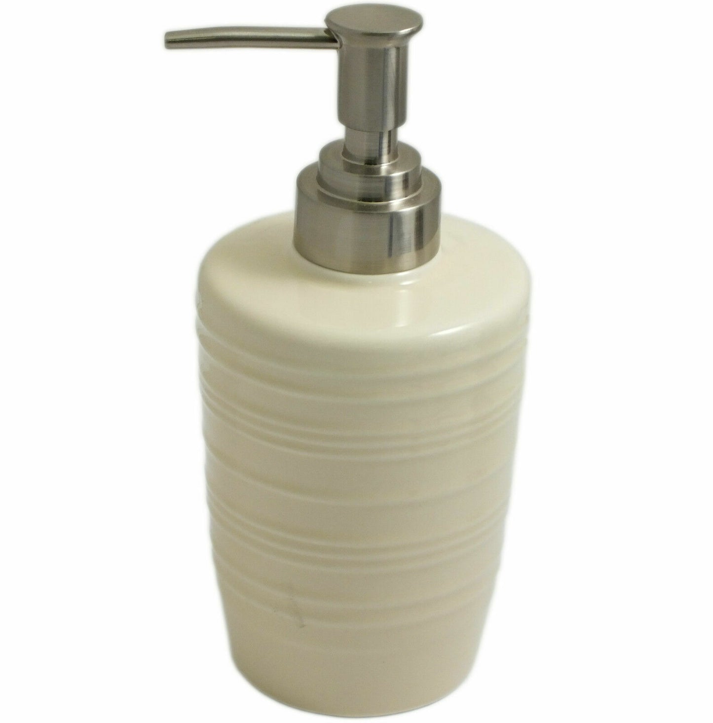 4 Piece Cream Ribbed Gloss Finish Porcelain Bathroom Accessory Set