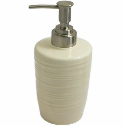 4 Piece Cream Ribbed Gloss Finish Porcelain Bathroom Accessory Set