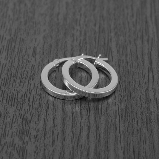 Genuine 925 Sterling Silver Creole Style Square Tube Hoop Earring 20mm