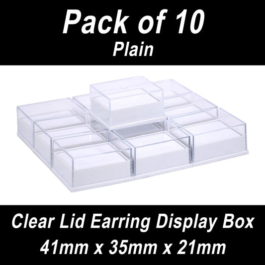 10x Clear Lid Earring Display Boxes Plain Pad 41 x 35 x 21 mm