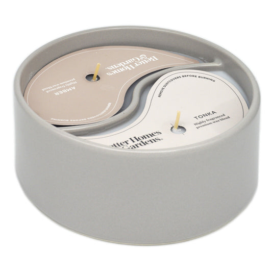 Better Homes & Garden Amber & Tonka Double Wicked 2in1 Ceramic Candle Jar 453g
