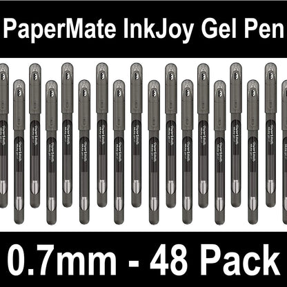 48x Papermate InkJoy Gel Ink Pens 0.7mm Medium Nib Capped Jet Black (2/Pack)