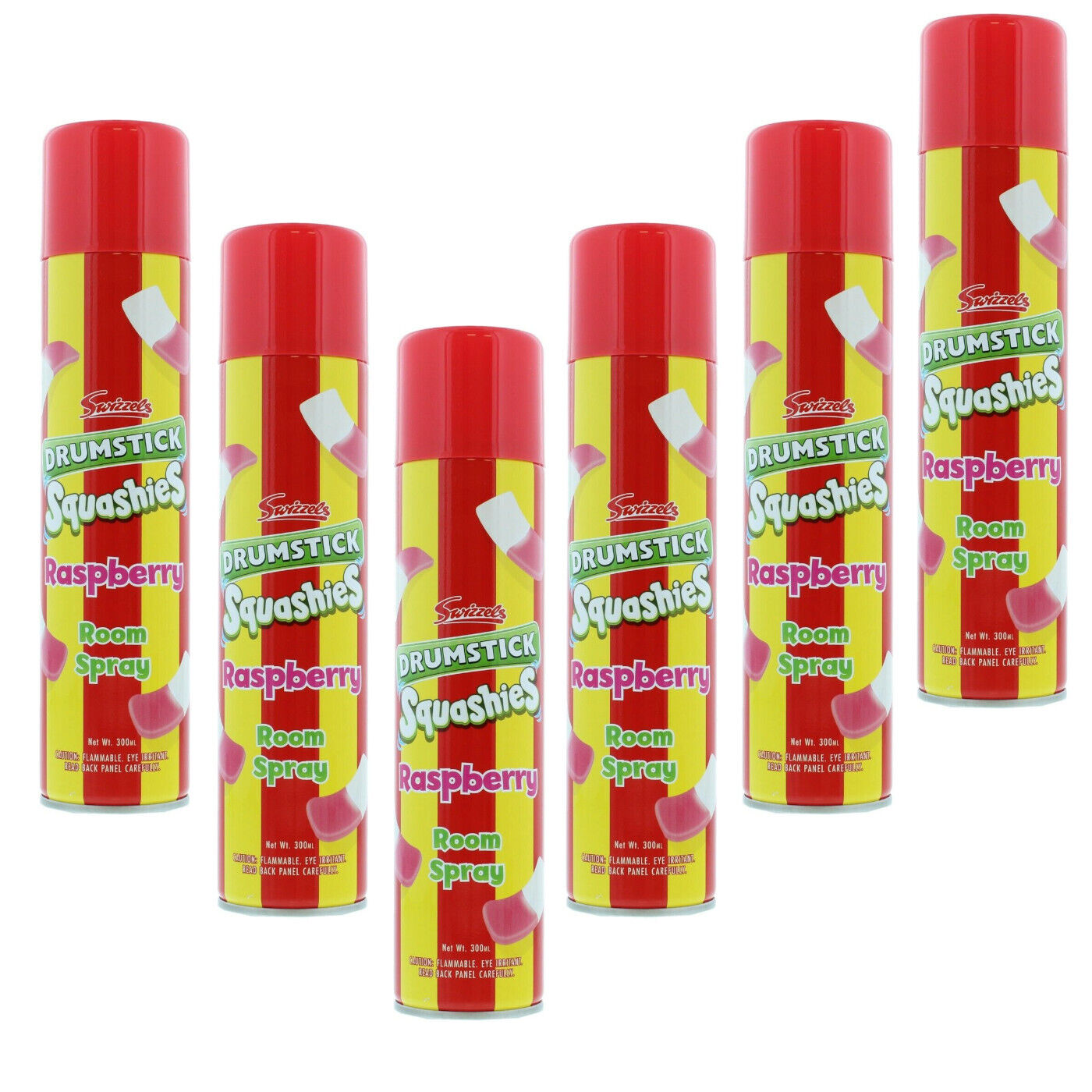 6x SWIZZELS SQUASHIES RASPBERRY AIR FRESHENER ROOM SPRAY 300ml