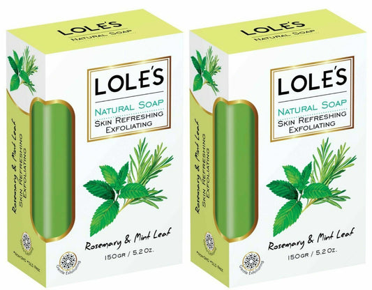 Loles Natural Luxury Soap Bars Rosemary & Mint Leaf - Exfoliating 2x150g