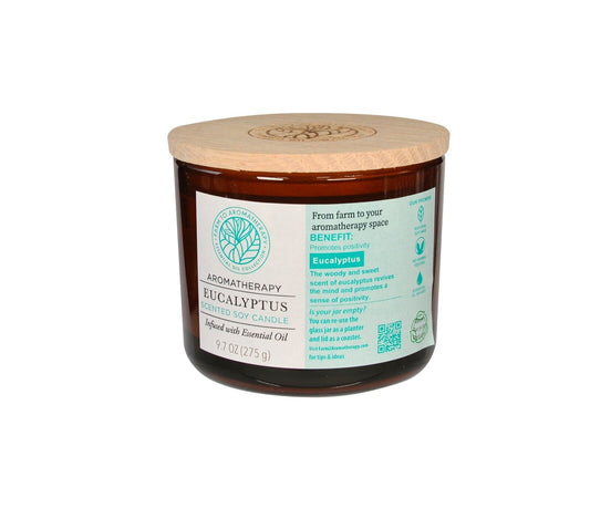 Aromatherapy Eucalyptus Scented Soy Candle Infused with Essential Oils (275g)