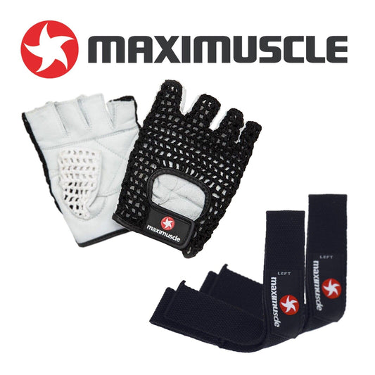 Maximuscle L/XL Gym/Fitness Gloves & Wrist Straps