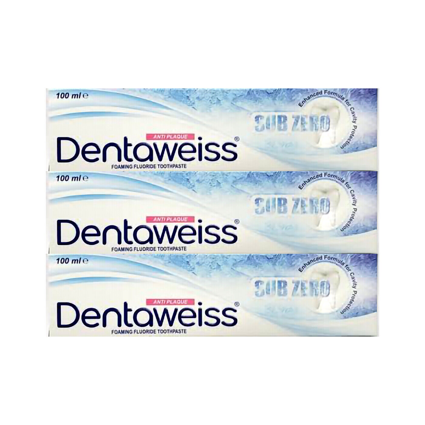 3x Dentaweiss Anti-Plaque Foaming Fluoride Toothpaste Sub Zero 100ml