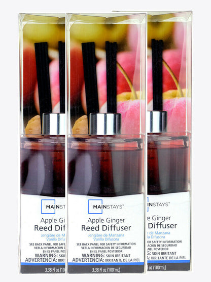 3x Mainstays Apple Ginger Premium Quality Oil Rattan Reed Diffuser 100ml