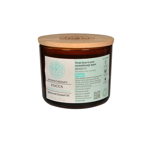 Aromatherapy Focus Scented Soy Candle Infused with Essential Oils (275g)