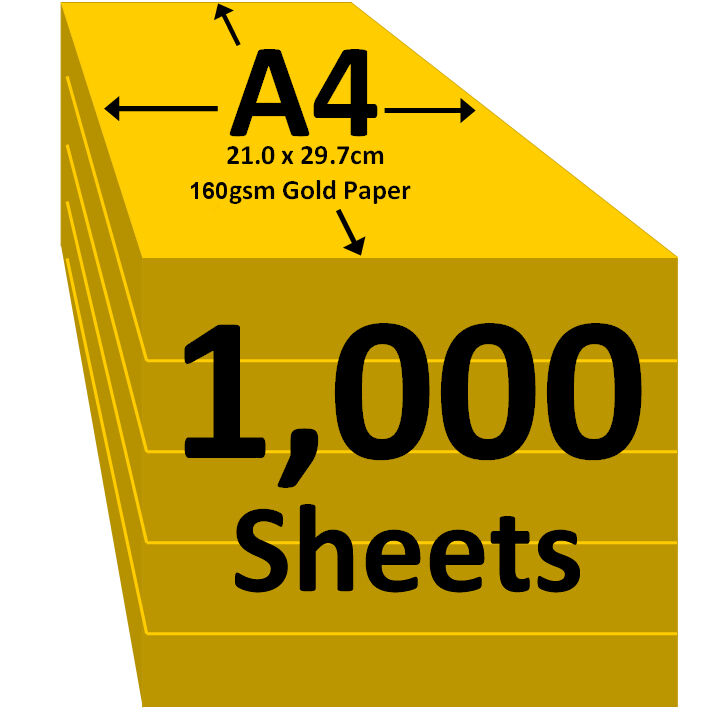Gold Coloured A4 Paper 5 reams - 1000 Sheets - 160 gsm