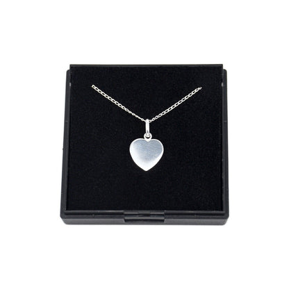 Genuine 925 Sterling Silver Flat Heart Pendant Necklace In Gift Box