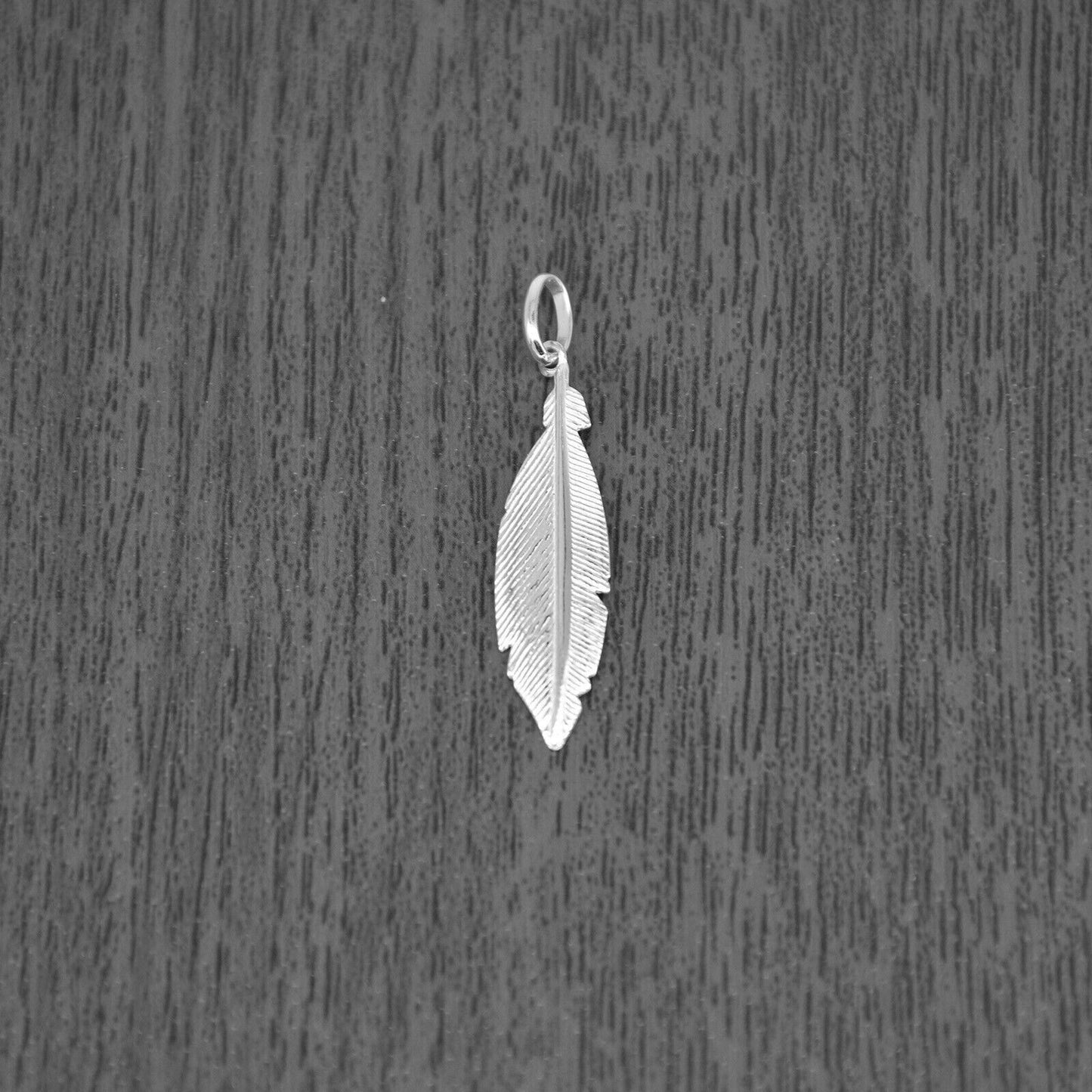 Genuine 925 Sterling Silver Feather Pendant Accessory